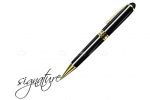 Black and Gold Pen with Stylised Signature Text